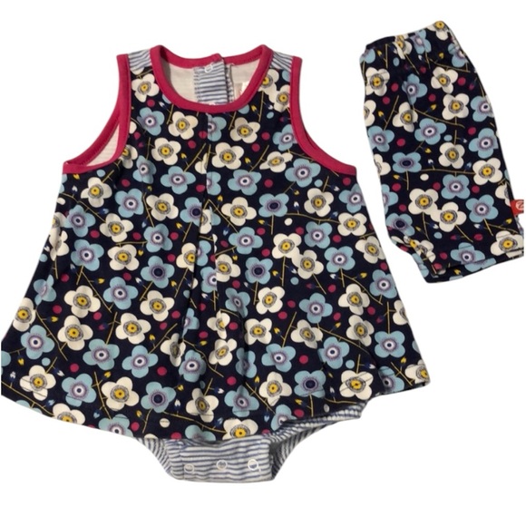 Zutano Retro Flower Romper Dress with Shorts 12m - Picture 1 of 10